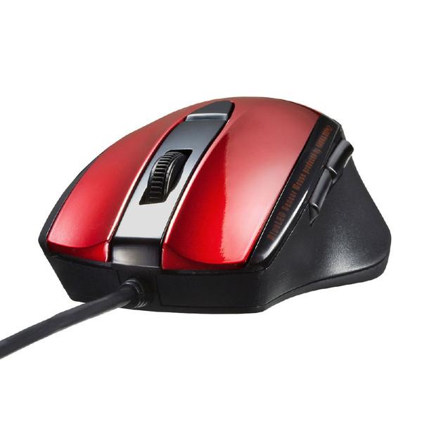 SANWA SUPPLY(サンワサプライ) マウス  レッド MA-BL168R ［BlueLED /有線 /5ボタン /USB］ | SANWA SUPPLY | 01