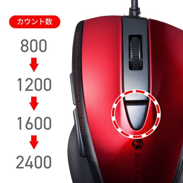 SANWA SUPPLY(サンワサプライ) マウス  レッド MA-BL168R ［BlueLED /有線 /5ボタン /USB］ | SANWA SUPPLY | 20