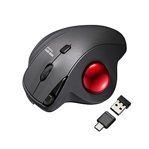 マウス トラックボール(Chrome/Android/iPadOS/Mac/Windows11対応)  MA-WTB185BK ［光学式 /無線(ワイヤレス) /5ボタン /USB (Type-C+Type-A)］ 【864】 | SANWA SUPPLY