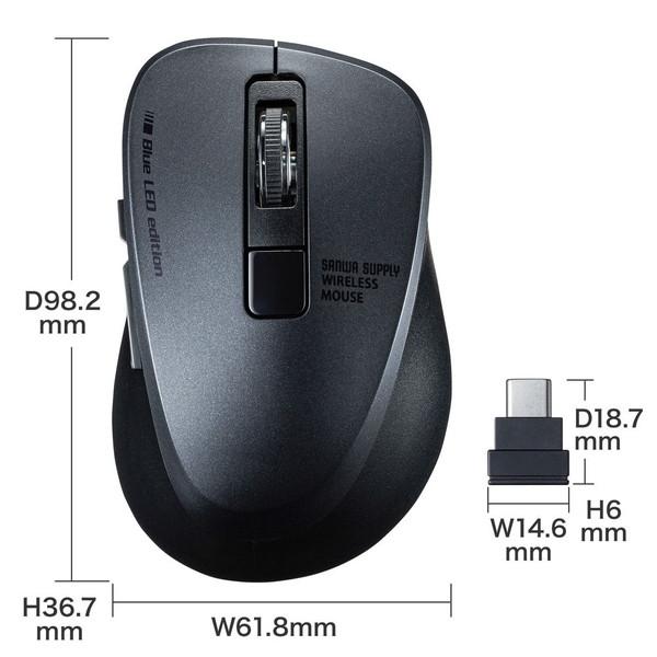SANWA SUPPLY(サンワサプライ) マウス  ブラック MA-WBLC153BK ［BlueLED /無線(ワイヤレス) /5ボタン /USB (Type-C)］ | SANWA SUPPLY | 11