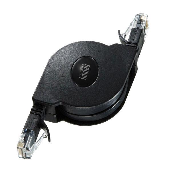 SANWA SUPPLY(サンワサプライ) リール〜1.5m LANケーブル 自動巻取り KB-MK18BK ブラック [カテゴリー6] | SANWA SUPPLY | 01