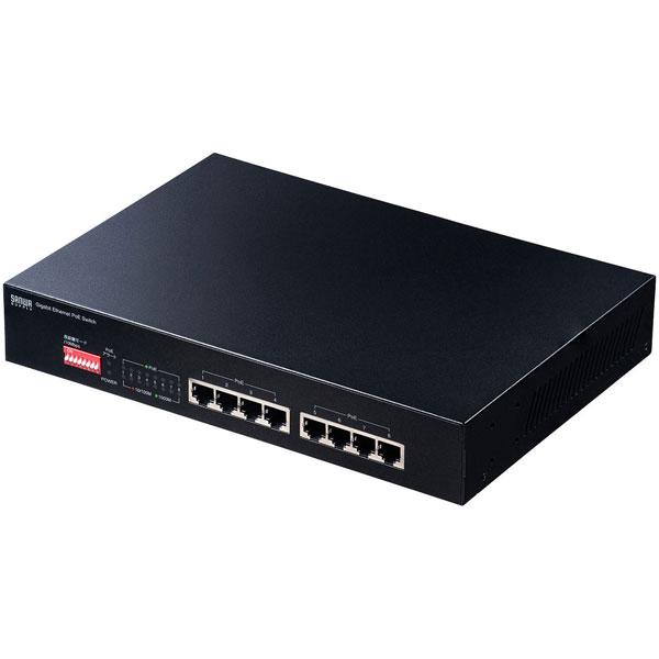 SANWA SUPPLY(サンワサプライ) スイッチングハブ［8ポート /Giga対応］ PoE対応  ブラック LAN-GIGAPOE81 | SANWA SUPPLY | 01