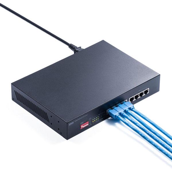 SANWA SUPPLY(サンワサプライ) スイッチングハブ［8ポート /Giga対応］ PoE対応  ブラック LAN-GIGAPOE81 | SANWA SUPPLY | 08