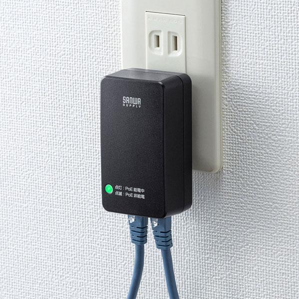 SANWA SUPPLY(サンワサプライ) PoEインジェクター［1ポート /Giga対応］  ブラック LAN-GIHINJ4 | SANWA SUPPLY | 08
