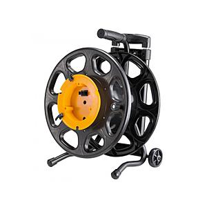 SANWA SUPPLY(サンワサプライ) ケーブルリール [6.0mm径ケーブル対応] 伸縮ハンドル、キャスター付き  ブラック LAN-TL21 | SANWA SUPPLY