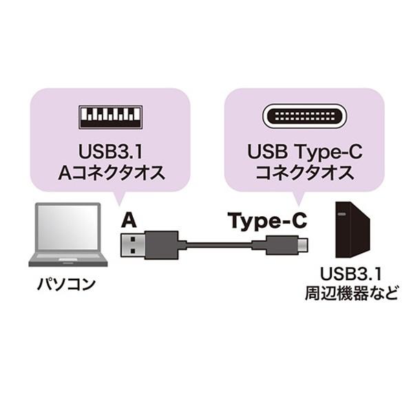 SANWA SUPPLY(サンワサプライ) 1.0m［USB-C ⇔ USB-A］3.1 Gen2ケーブル 転送　ブラック　KU31-CA10 [振込不可] | SANWA SUPPLY | 03