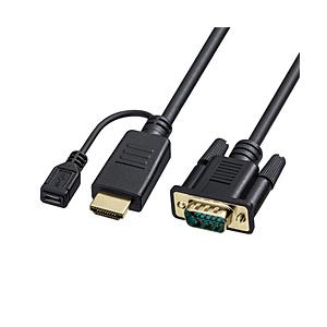 SANWA SUPPLY(サンワサプライ) 映像変換ケーブル micro USBメス給電 ブラック KM-HD24V30 ［HDMI⇔VGA /3m］ | SANWA SUPPLY