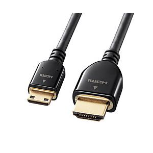 3.0m イーサネット対応 ハイスピードHDMIミニケーブル   KM-HD22-30K ［3m /HDMI⇔miniHDMI /スタンダードタイプ /イーサネット対応］ | SANWA SUPPLY