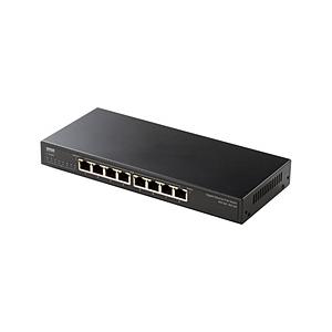 SANWA SUPPLY(サンワサプライ) スイッチングハブ [8ポート /1Giga対応 /PoE給電 /ACアダプタ] メタル筐体 /マグネット ブラック LAN-GIGAPOE85 | SANWA SUPPLY