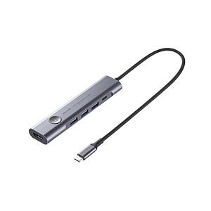 SANWA SUPPLY(サンワサプライ) 映像変換アダプタ [USB-C オス→メス HDMI /USB-Aｘ3＋USB-C＋USB-Cメス(給電用 PD100W対応)] 4K対応  USB-5TCHP18GM | SANWA SUPPLY