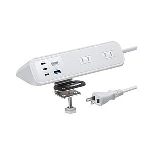 タップ クランプ固定式 (AC4個口＋USB-C×3＋USB-A×1・PD65W・ホワイト) デスクに固定 ホコリシャッター付   TAP-B114UC-2W 【864】 | SANWA SUPPLY