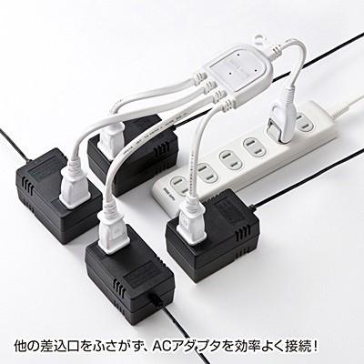 SANWA SUPPLY(サンワサプライ) TAP-EX4WN　ACアダプタ専用電源延長コード（2P/4個口/0.5m/ホワイト） | SANWA SUPPLY | 02
