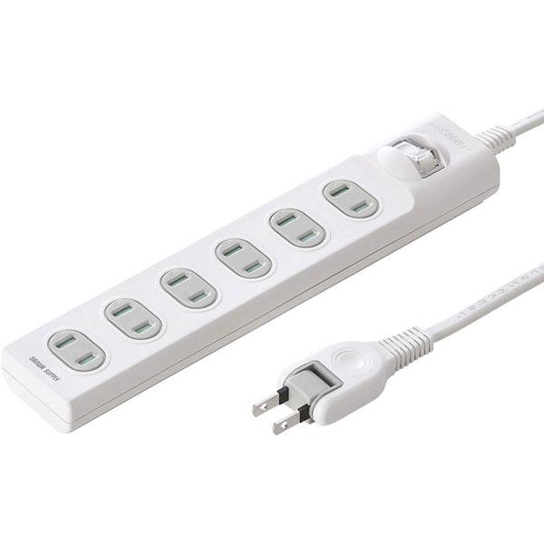 SANWA SUPPLY(サンワサプライ) 火災予防安全タップ スイッチ付き（6個口・5m） TAP-TSH65SWN ホワイト [5m] | SANWA SUPPLY | 01