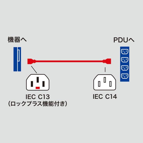 SANWA SUPPLY(サンワサプライ) APW15-C14C13LP-30 電源ケーブル [3P(IEC C14) オス→メス 3P(IEC C13) /3m] 抜け防止ロックタイプ ブラック | SANWA SUPPLY | 01