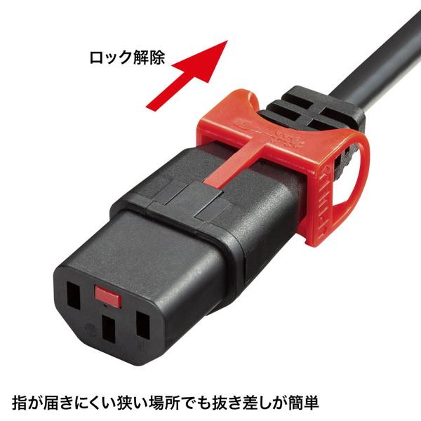 SANWA SUPPLY(サンワサプライ) APW15-C14C13LP-30 電源ケーブル [3P(IEC C14) オス→メス 3P(IEC C13) /3m] 抜け防止ロックタイプ ブラック | SANWA SUPPLY | 03
