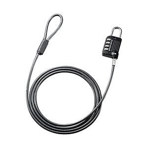 SANWA SUPPLY(サンワサプライ) ワイヤー一体型ダイヤル錠（ブラック）   SLE-32S | SANWA SUPPLY