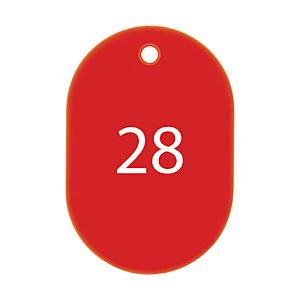 オープン工業 ＯＰ　番号札　大　番号入り２６〜５０　赤　（２５枚入） | 