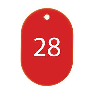 オープン工業 ＯＰ　番号札　小　番号入り２６〜５０　赤　（２５枚入） | 