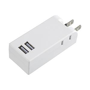 ORIGINAL BASIC USB付き電源タップ  白 OBR-T202A-W ［直挿し /2個口 /スイッチ無 /2ポート］ | 