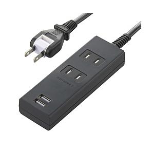 ORIGINAL BASIC USB付き電源タップ  黒 OBR-T212A-K ［1.0m /2個口 /スイッチ無 /2ポート］ | 