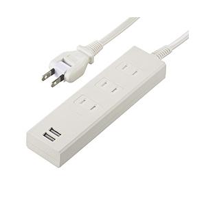 ORIGINAL BASIC USB付き電源タップ  白 OBR-T312A-W ［1.0m /3個口 /スイッチ無 /2ポート］ | 