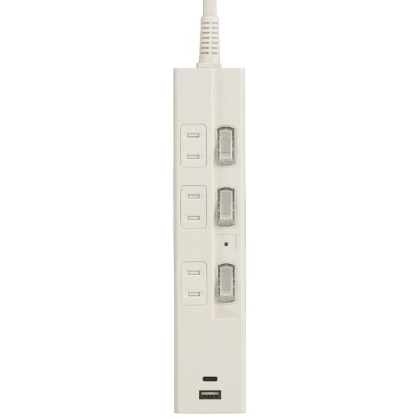 ORIGINAL BASIC USB付き節電タップ Type-Cポート付  白 OBB-TPK311AC-W ［1.0m /3個口 /スイッチ付き（個別） /2ポート］ |  | 03