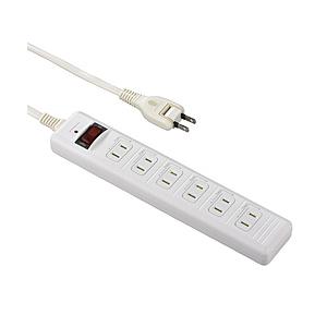 オーム電機 発煙ガードスイッチ付タップ 6個口 5m HS-T65HJ3-W ホワイト | OHM