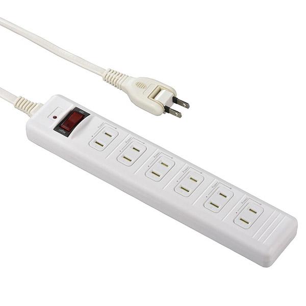 オーム電機 発煙ガードスイッチ付タップ 6個口 5m HS-T65HJ3-W ホワイト | OHM | 01