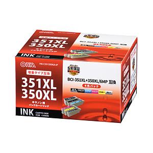 オーム電機 互換プリンターインク [キヤノン BCI-351XL+350XL/6MP] (大容量) 6色パック INK-C351350XLB-6P | OHM