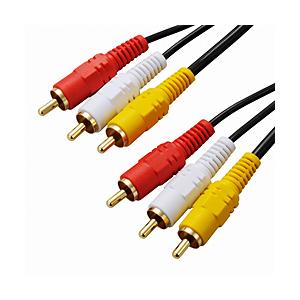 オーム電機 3m ビデオ接続コード ピンプラグ×3-ピンプラグ×3   VIS-C30R3-K ［3.0m /ピンプラグ+ステレオ音声⇔ピンプラグ+ステレオ音声］ 【864】 | OHM