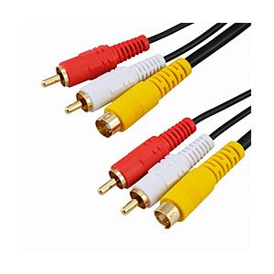オーム電機 2m S端子付 ビデオ接続コード ピンプラグ×2+S-ピンプラグ×2+S   VIS-C20S2R-K ［2.0m /S端子+音声⇔S端子+音声］ | OHM