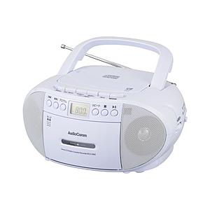 オーム電機 CDラジオカセットレコーダー AudioComm ホワイト RCD-590Z-W ワイドFM対応/CDラジカセ | OHM