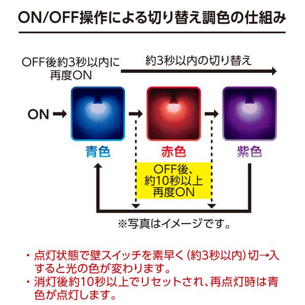 オーム電機 LED電球 3カラー調色   LDA2A-G/CK-E17AH9 ［E17 /一般電球形 /青色 /1個 /広配光タイプ］ | OHM | 03