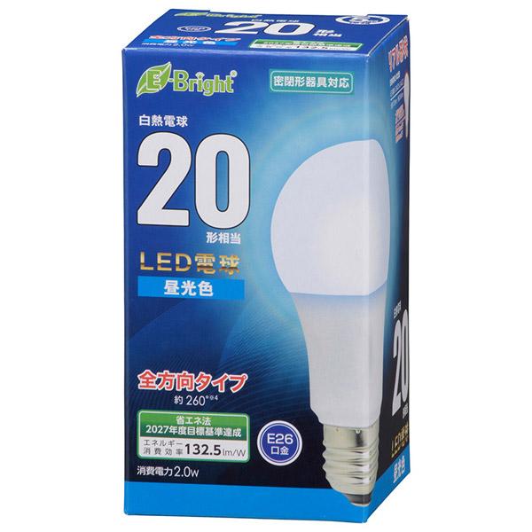 オーム電機 LED電球 E-Bright  LDA2D-GAG27 ［E26 /一般電球形 /20W相当 /昼光色 /1個 /全方向タイプ］ | OHM | 02
