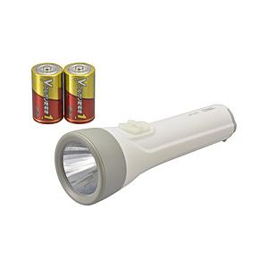 オーム電機 LED懐中ライト単1形乾電池×2本付き110ルーメン   LHP-1211C7 ［LED /単1乾電池×2］ | OHM