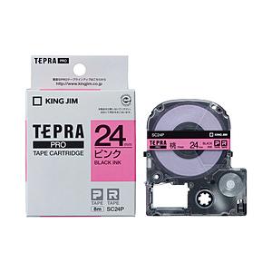 キングジム カラーラベルテープ 「テプラPRO」（ピンクテープ/黒文字/24mm幅） SC24P 【864】 | KING JIM