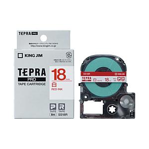 キングジム SS-18R （テプラPROテープカートリッジ  白地赤文字 18mm） | KING JIM