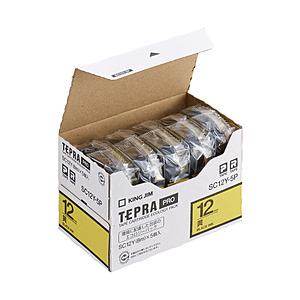 キングジム カラーラベルテープ 「テプラPRO」（黄テープ/黒文字/12mm幅・5個パック） SC12Y-5P [振込不可] | KING JIM