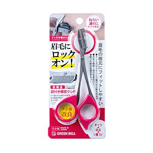 グリーンベル ステンレス製クシ付眉はさみピンク 1個 ステンレス | 