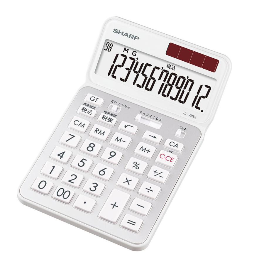 SHARP(シャープ) 電卓 抗菌仕様ナイスサイズタイプ 抗菌仕様ナイスサイズカラー・デザイン電卓 ホワイト系クリアホワイト EL-VN83-WX ［12桁］ | SHARP | 01