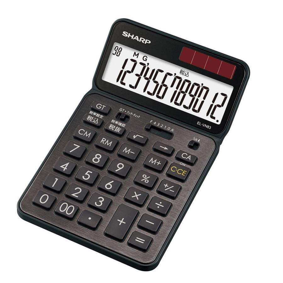 SHARP(シャープ) 電卓 抗菌仕様ナイスサイズタイプ 抗菌仕様ナイスサイズカラー・デザイン電卓 ブラック系スタイリッシュブラック EL-VN83-BX ［12桁］ | SHARP | 01