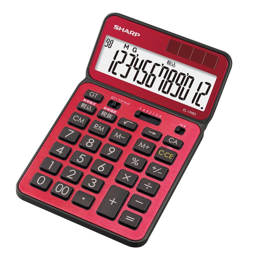 SHARP(シャープ) 電卓 抗菌仕様ナイスサイズタイプ 抗菌仕様ナイスサイズカラー・デザイン電卓 レッド系スタイリッシュレッド EL-VN83-RX ［12桁］ | SHARP | 01