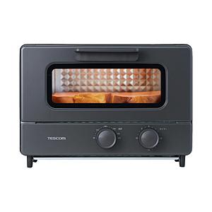 トースター 2枚焼き オーブントースター コンパクト 無段階温度調節 1000W タイマー15分 一人暮らし向け 鉄製フレーム扉 パンくずトレイ付 ブラック  ブラッ… | ELECOM