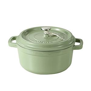 ベストコ CAROTE(カローテ) ココット鍋 22cm IH ガス火対応 鋳鉄 ホーロー 無水鍋  アップルグリーン NM-5233 ［IH対応］ | 