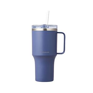 ベストコ タンブラー 820ml ストロー 取っ手付き 保冷 保温 大容量 ロック＆ロック メトロ  ネイビー LHC4390NVY | 