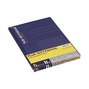 PLUS ノートブック  ネイビー NO-003BS-5P ［セミB5・B5 /6mm(B罫) /横罫線］ | PLUS