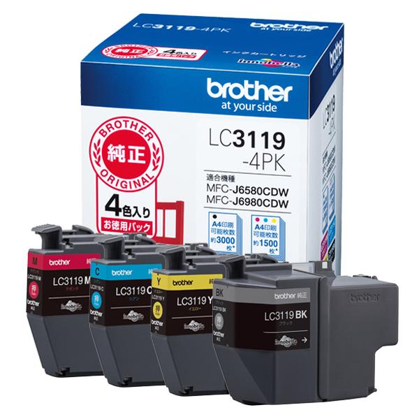 brother(ブラザー) 【純正】 LC3119-4PK 【ブラザー純正】 インクカートリッジ 4色パック (大容量) | ブラザー工業 | 01