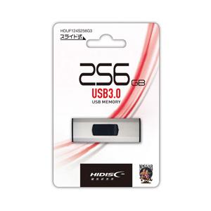 ハイディスク USBメモリ HIDISC シルバー HDUF124S256G3 ［256GB /USB3.0 /USB TypeA /スライド式］｜y-sofmap