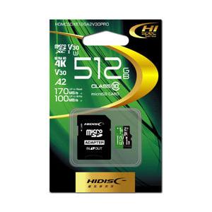 ハイディスク microSDXCカード 超高速 R170シリーズ  HDMCSDX512GA2V30PRO ［512GB /Class10］ | 