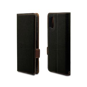 ラスタバナナ BASIO active/シンプルスマホ6 薄型手帳ケース サイドマグネット  ブラック×ダークブラウン 7343BSACBO 【864】 | ラスタバナナ